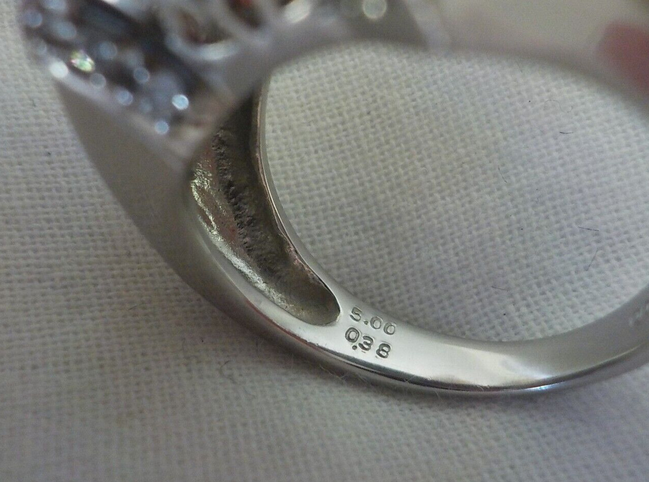 Heavy Solid Platinum Checkered Garnet Diamond Rin… - image 8