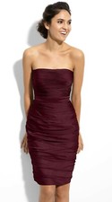 Monique lhuillier Cationic Strapless Maroon / Burgundy Bridesmaid dress 4