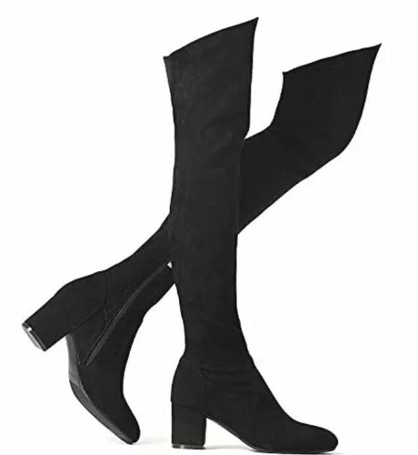 Suede Chunky Heel Thigh High 