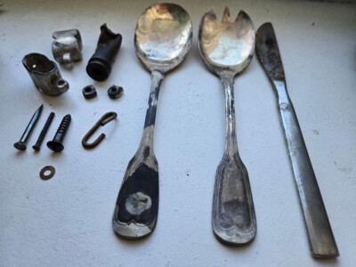 Metallteile,Besteck+Blankwaffe Ersatzteile Konvolut,Scheiden Beschläge,NS WH LW?