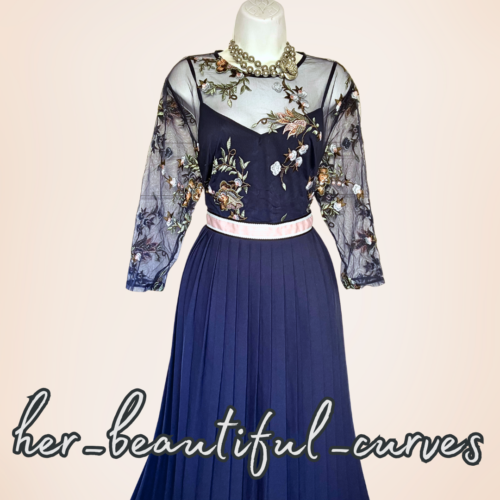 LITTLE MISTRSS EMBROIDERED FLORAL PLEATED EVENING OCCASION PARTY DRESS SIZE 18 - Picture 5 of 8