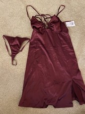 Auden Women Sleepwear Red Dress Night Lingerie Plus G string Small