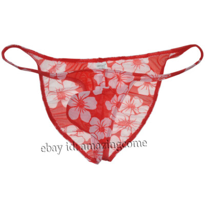 Men Sheer Mesh Cheeky Briefs Underwear Sissy Bikini Briefs String Bulge Shorts