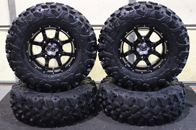 KAWASAKI TERYX 28'' CARNIVORE RADIAL ATV TIRE 14'' COBRA BLK WHEEL KIT KAW11K
