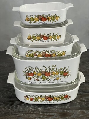 Vintage Corelleware Corning Ware Spice of Life 6 Piece Set dishes