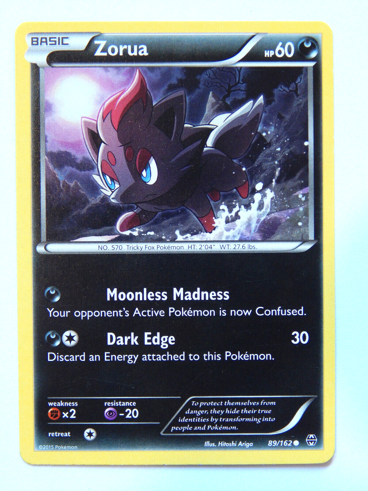 Zorua 89/162 (NM, Pokemon Card, XY BREAKthrough, 2015, Darkness, Common)