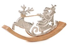 Schaukelsanta | Weihnachtsmann Rentierschlitten l Holz und Alu Dekoobjekt | 30cm