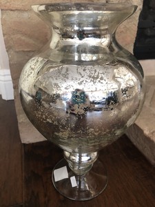 Pottery Barn Mercury Glass Large Vase Antique Decor Christmas