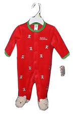 Little Me One-Piece Footed My 1st Christmas Size 3 Months Red Velour MSRP 34