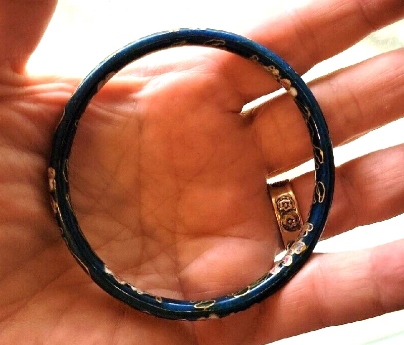Brazalete Brazalete Cloisonne Vintage Azul/Rosa/Verde/Dorado/Rojo, Asiático, Flores Foto 2 de 4