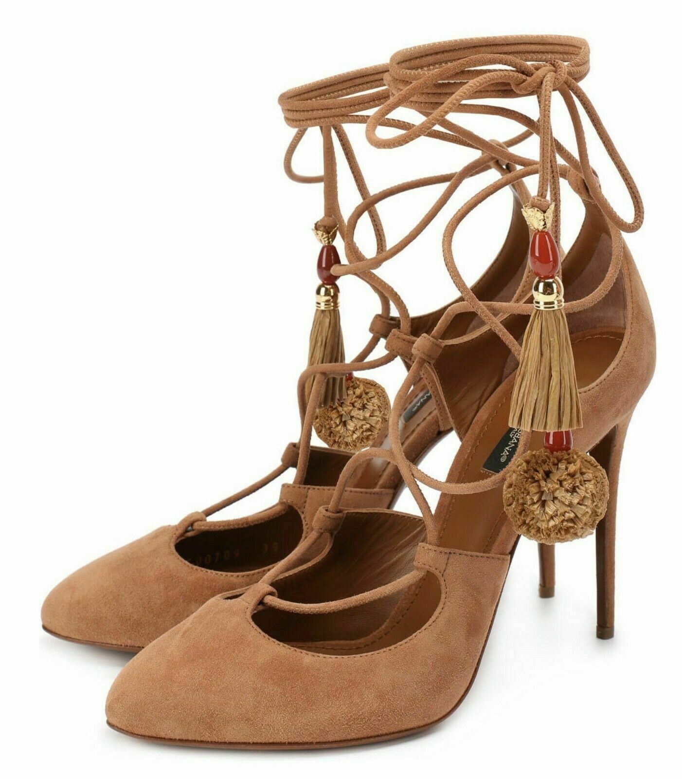 DOLCE GABBANA Escarpins À Talons Avec Bride Cheville À Frange 37