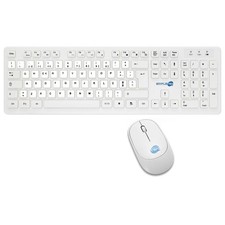 Wireless Mouse And Keyboard Kit With Portuguese Pt Qwerty Layout Stickers White