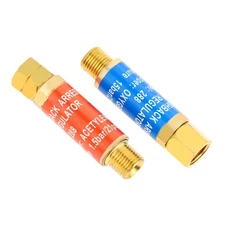 1 Set Oxygen Acetylene Flashback Arrestors Regulator End 9/16-18 Threads B Size