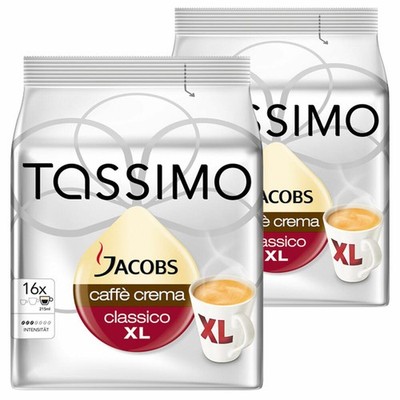TASSIMO JACOBS Caffè Crema Classico XL Kaffee KAPSEL Röstkaffee, 2x16 T-DISCS