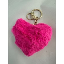 Heart Pom purse keychain - Hot Pink