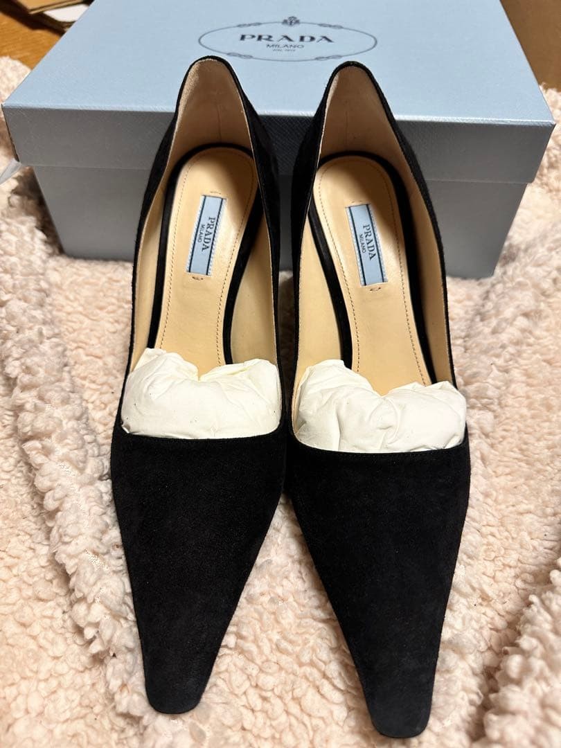 PRADA Women's Pointed Toe Pumps Size:36/JP:25.5 Suede Black 135153K Authentic thumbnail 3