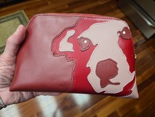 DVF Diane Von Furstenberg Cosmetic Bag Pouch Dog design faux leather excellent