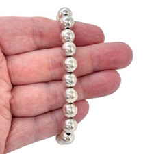 Estate Sterling Silver 925 10mm Ball Bead Bracelet 8"