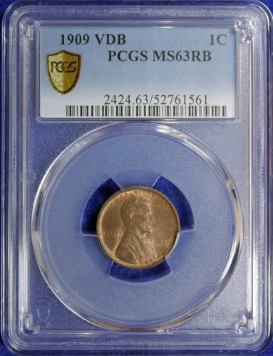 1909 VDB 1C PCGS MS 63 RB Lincoln Wheat Cent (2532421)