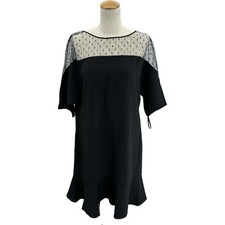 Womens Valentino RED VALENTINO Short Sleeve Ruffle Dress RR3VAA250WB Black Acela