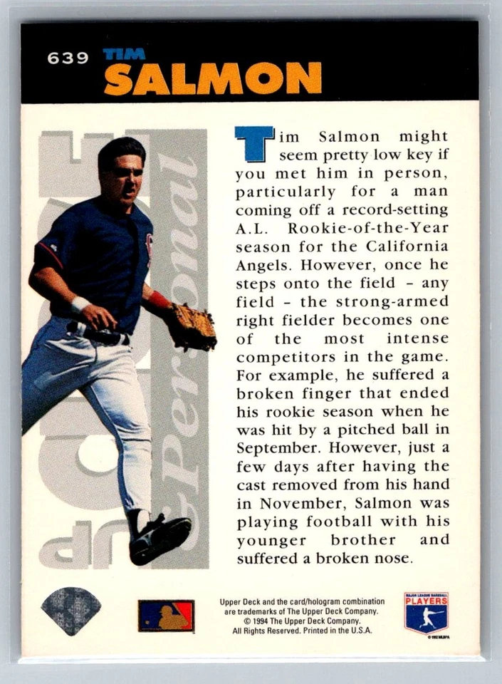 1994 Collector's Choice #639 Tim Salmon Silver Signature - Image 2 of 2
