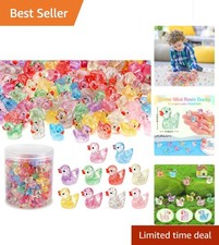 240 Pcs Glitter Mini Resin Ducks - Colorful Tiny Decorations for Fairy Gardens