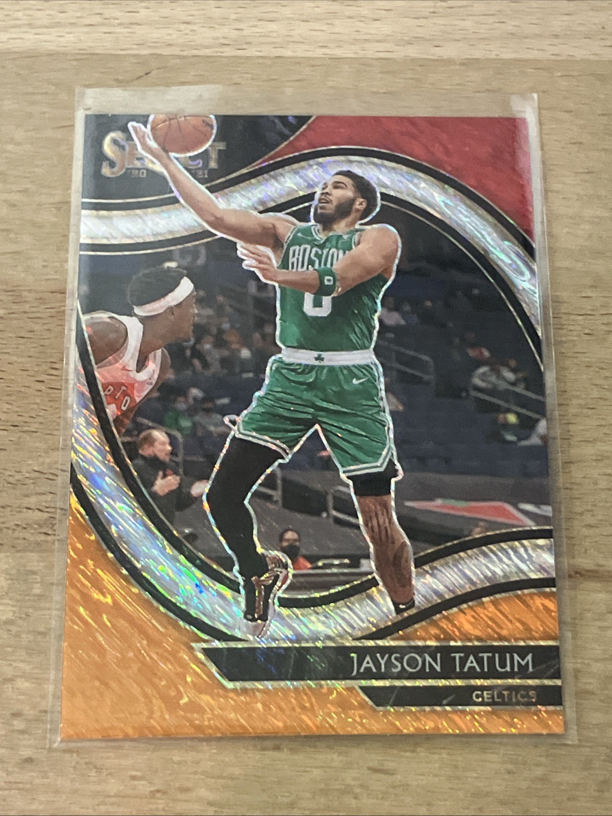 2020-21 Panini Select Courtside Red White Orange Shimmer Prizm Jayson Tatum #214