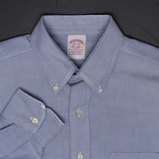VTG 90s Brooks Brothers Oxford Cloth Button Down Shirt Mens 15.5 Blue Cotton USA