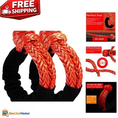 Ultra-Strong Lightweight 1/2  x 22  Recovery Rope Soft Shackles - Safe & Durable