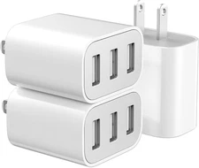 3-Port USB Wall Charger, 3 Pack Compatible with Iphone 14/13/12/11 Pro Max, Mini