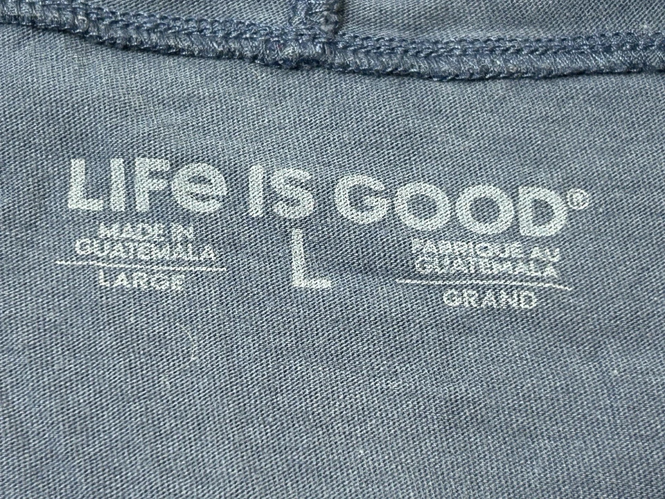 Life Is Good Sudadera con Capucha Mujer L Azul Manga Larga Gráfico Ligero Pullover Foto 4 de 4
