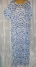 NEW 4X MICHAEL KORS WHITE BLUE FLORAL COTTON MODEL MAXI DRESS LOUNGER +