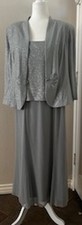 ALEX Evening Dress size16 Grey Glitter embellished  mother of the groom/ bride 