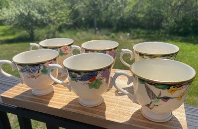 LENOX 1993-*RARE*  VTG Set of 6-Birds Of America Collection Footed Tea Cups-MINT