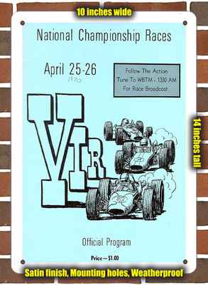 Metal Sign - 1970 Virginia International Raceway Racing Program - 10x14 inches