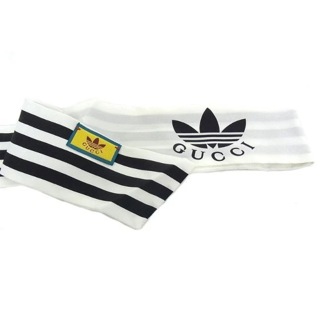 Gucci foulard cou Adidas Collab logo rayures blanc/noir