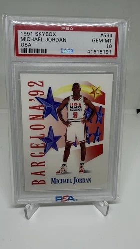1991-92 MICHAEL JORDAN PSA 10 SkyBox USA Olympic Dream Team Barcelona Card #534