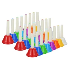 3 Set Hand Bells Set 8 Note Musical Bells Diatonic Bells, White/Mixed Colors