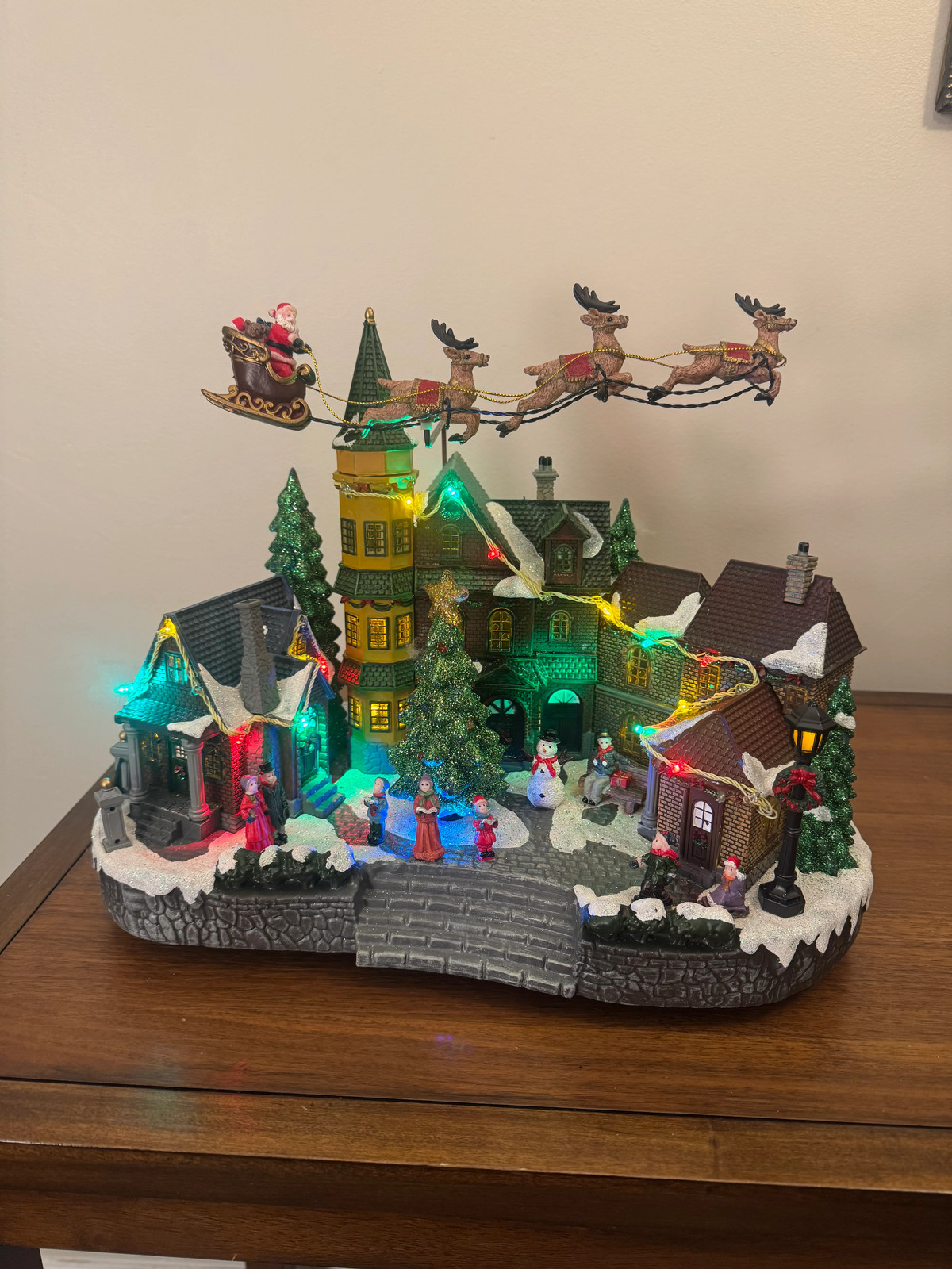 Animated LED Village with Santa Sleigh Home Accents Holiday Decor READ