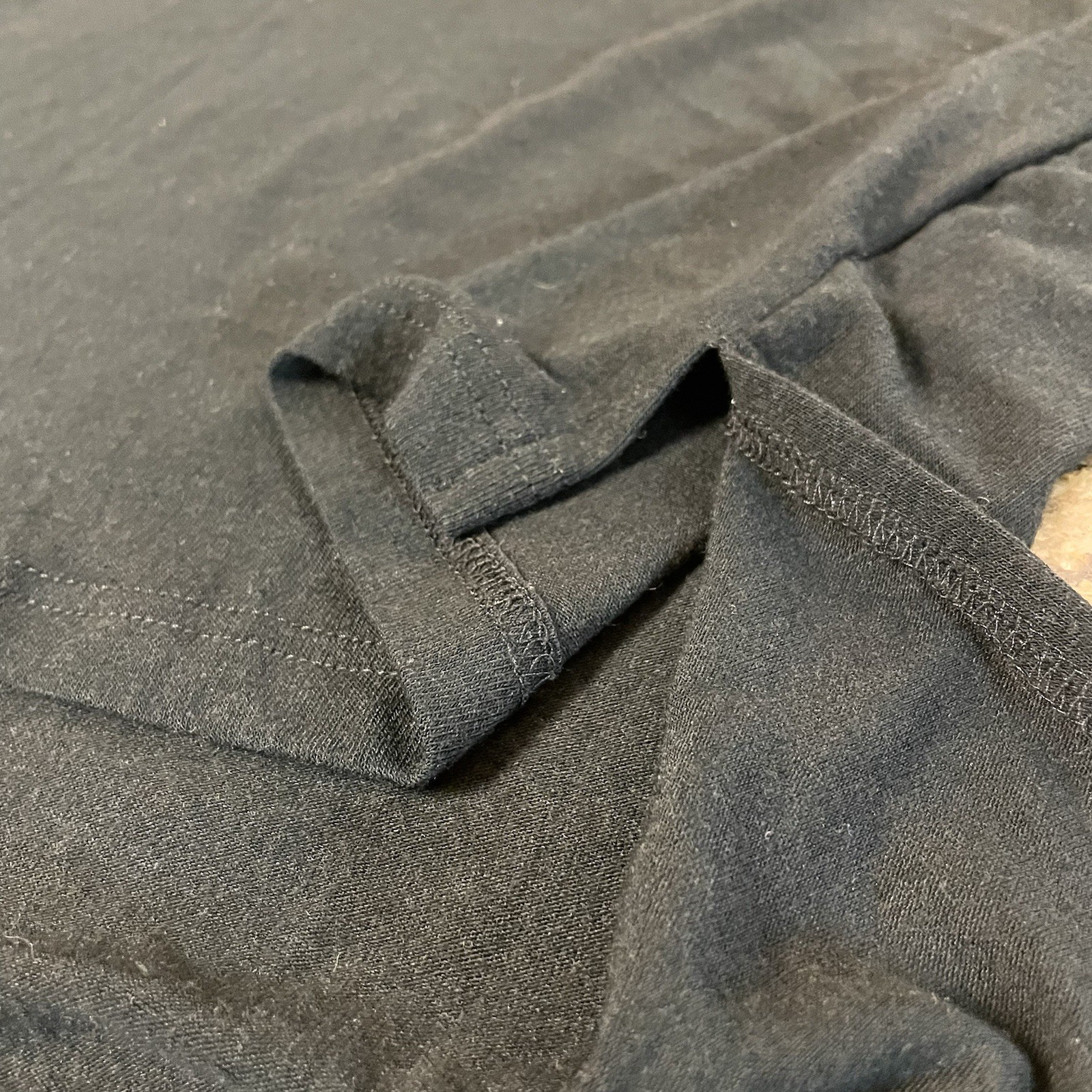 POL Black Long Sleeve Top Buttery Soft Boho Wool Trim Sz S 20” P-P Raw Hems