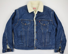 Vintage Levi's Sherpa Denim Jacket Men's Size 46 Made In USA