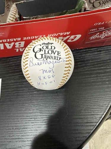 Bill Mazeroski Signed Gold Glove Baseball With 3 Inscriptions
