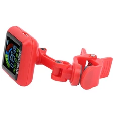 (Red) Guitar Clipon Tuner USB Rechargeable Builtin Battery Violin