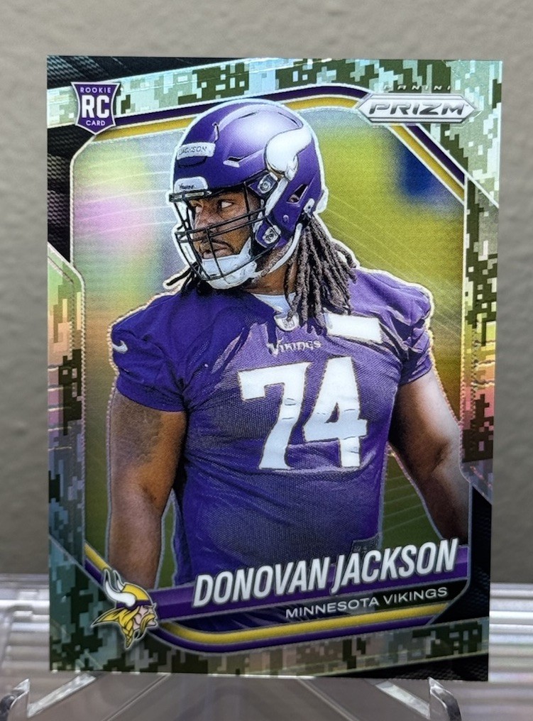 2025 Prizm DONOVAN JACKSON CAMO PRIZM /15 ROOKIE #358 Minnesota Vikings (RC)