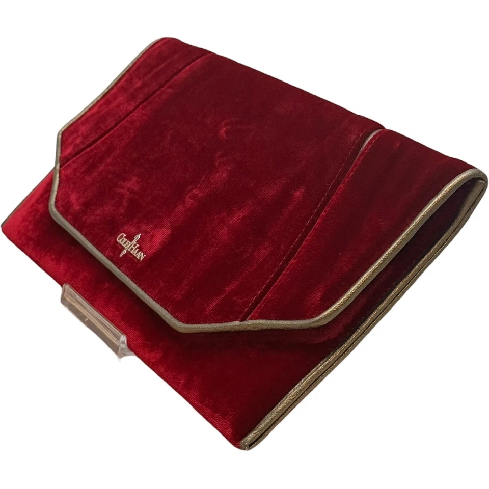 Bolso sin asas Cole Haan Masquerade sobre terciopelo cuero rojo dorado Foto 4 de 4