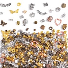 400Pcs Metal Spacer Beads for Jewelry Making, Silver  Gold Plated Findings for