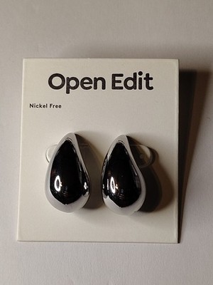 Open Edit Chrome Teardrop  Earrings