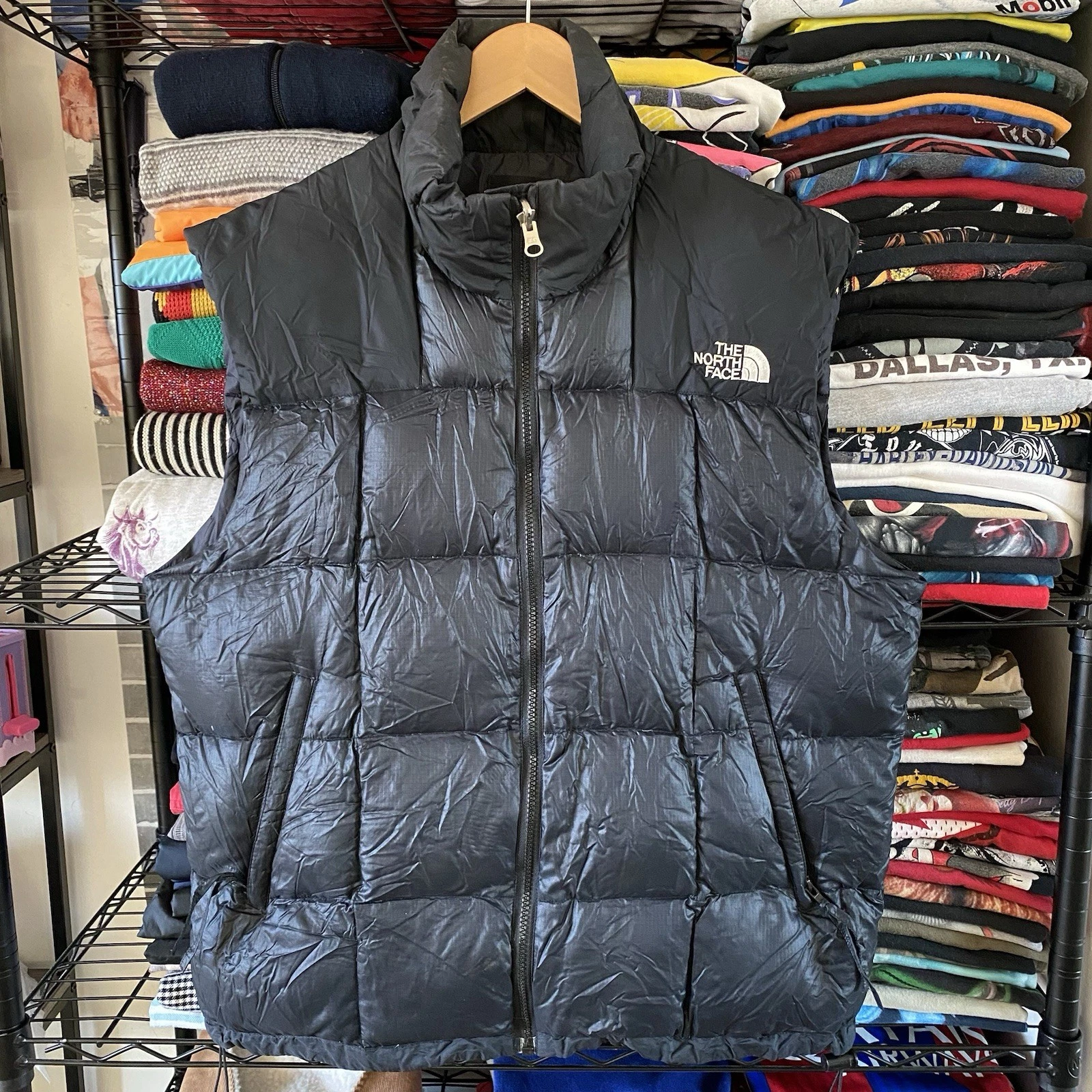 Vintage The North Face Goose Down NylonPuffy Vest Black 1990s