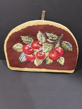 Vintage Cherries & Leaf Design Needlepoint Tapestry Appliance Toaster Cover