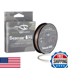 Seaguar TACTX Braided Camo Fishing Line & Fluoro Kit, 5lb Leader Included